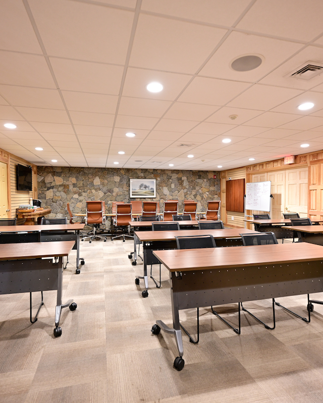 Spacious conference room at The Preserve Resort & Spa, equipped for corporate events and workshops in Rhode Island.