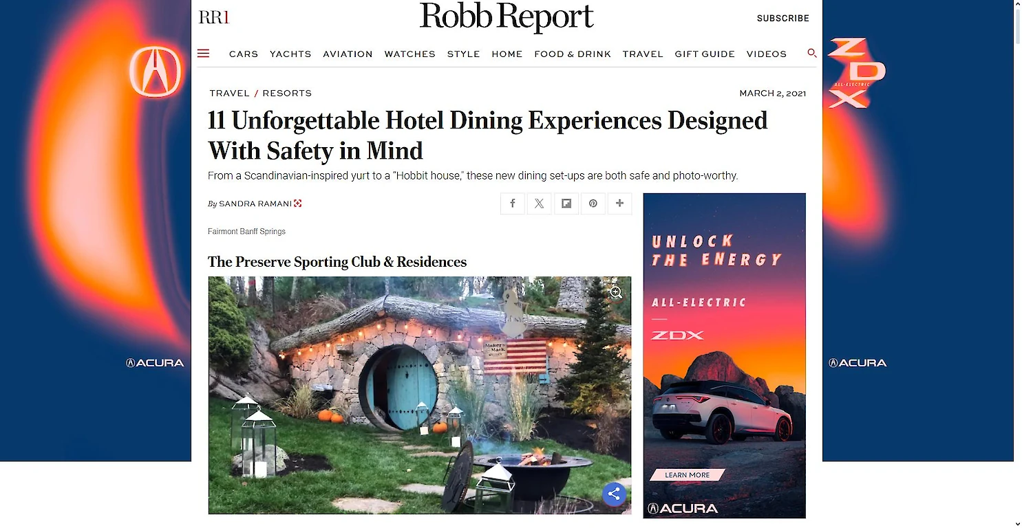 Dine in our Hobbit House as featured in Robb Report.