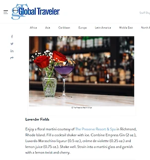 GT Global Traveler showcases The Preserve's Lavender Fields martini.