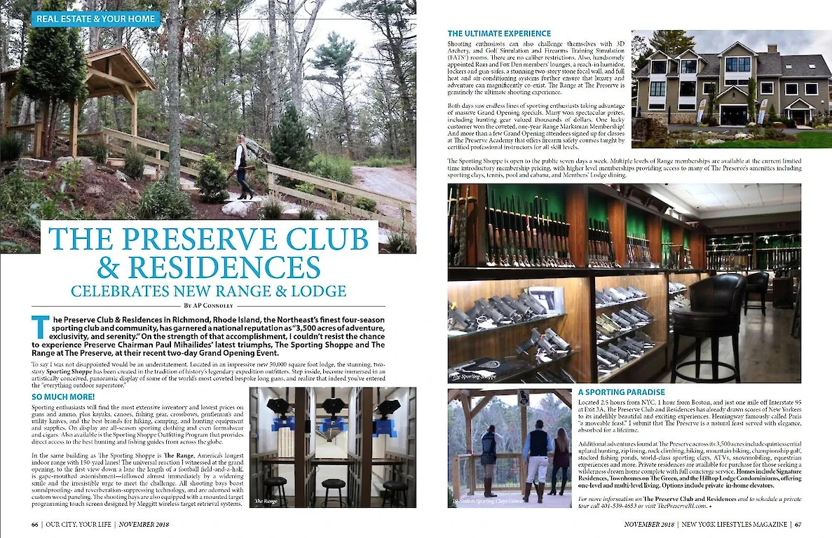 Inside The Preserve's grand opening feature in NY Lifestyles Magazine.