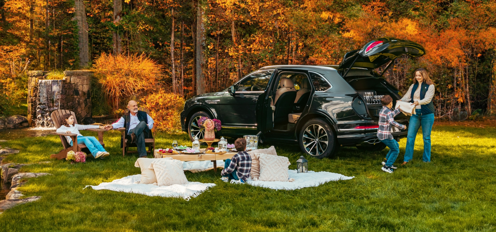 Family enjoys a picnic at The Preserve Resort & Spa, RI