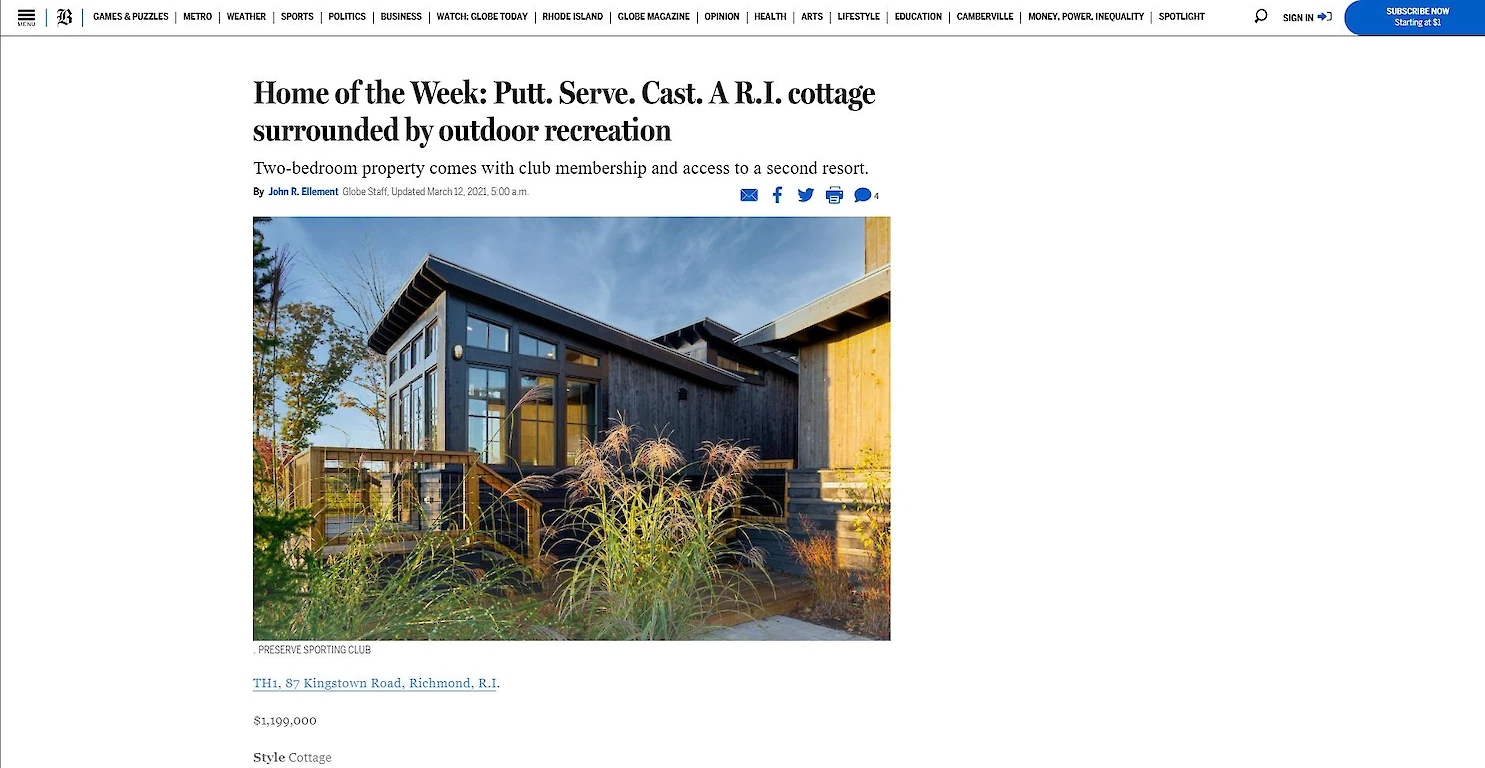 Boston Globe feature of The Preserve Resort & Spa